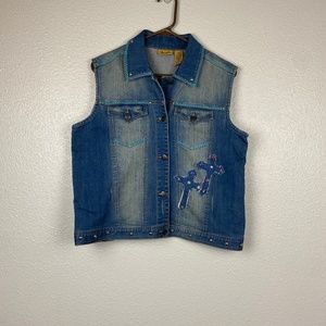 Wrangler Custom Embellished Denim Vest Western large